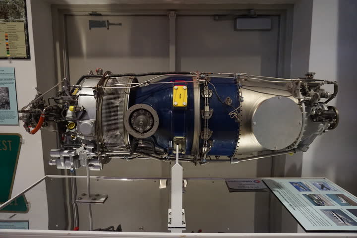 Pratt and Whitney Canada PT6 turboprop engine on museum display